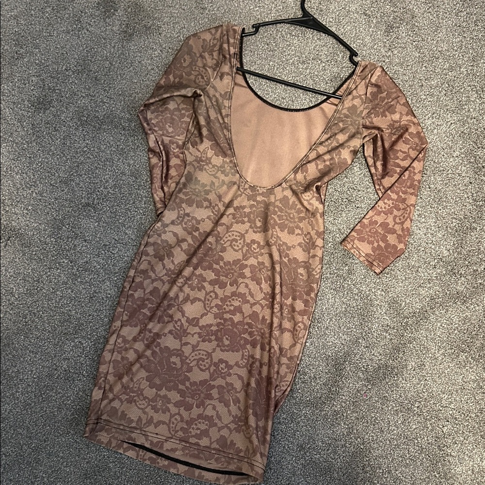 American Apparel Tan Floral Dress